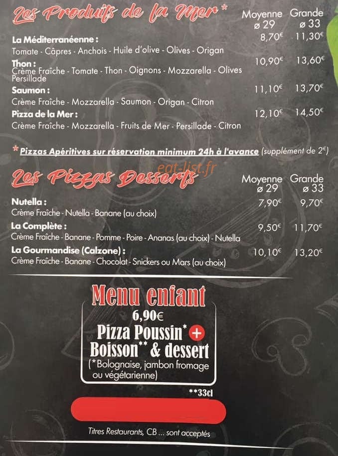 Miméo Pizza — carte page 1