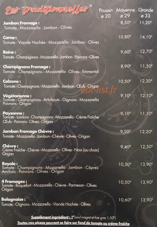 Miméo Pizza — carte page 3
