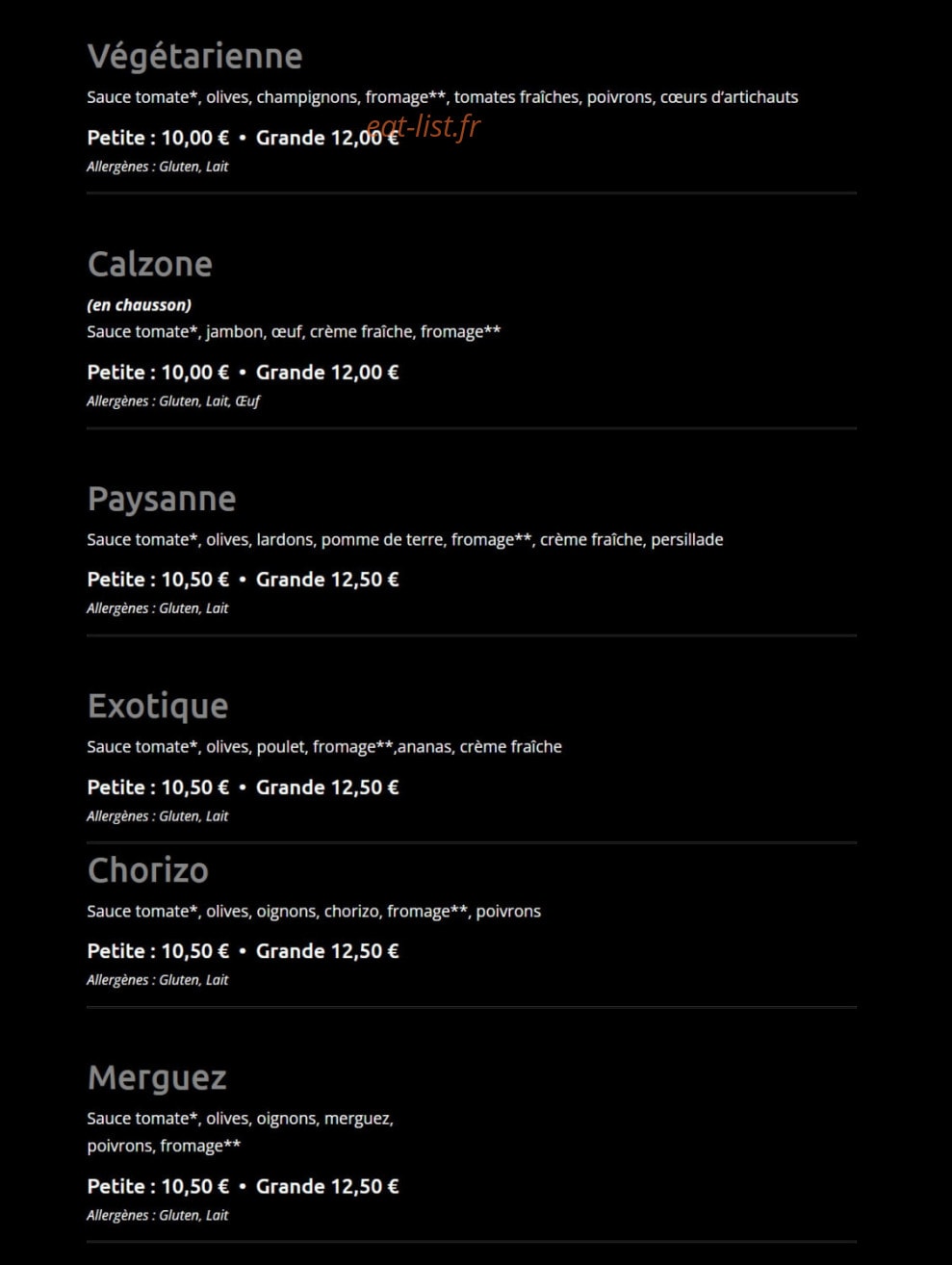 Kpizz — carte page 2