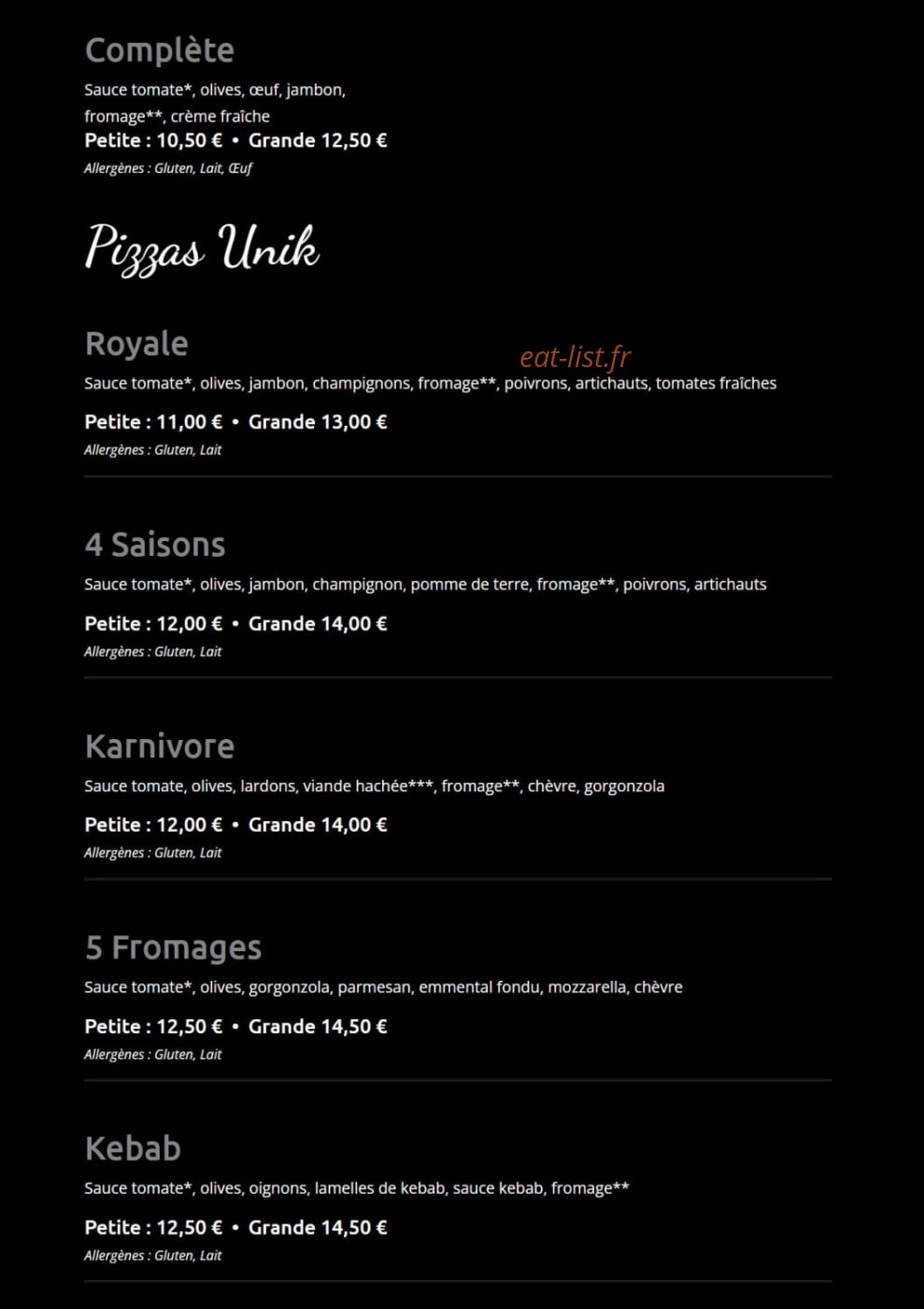 Kpizz — carte page 3
