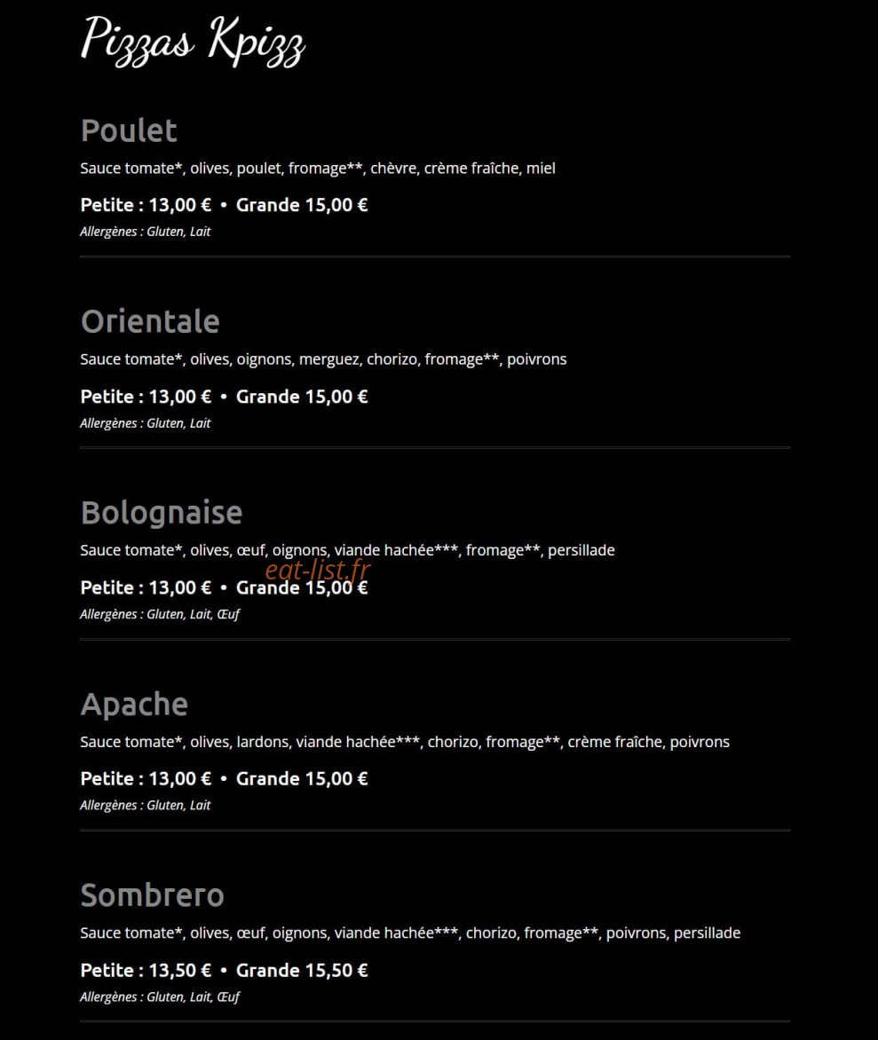 Kpizz — carte page 5