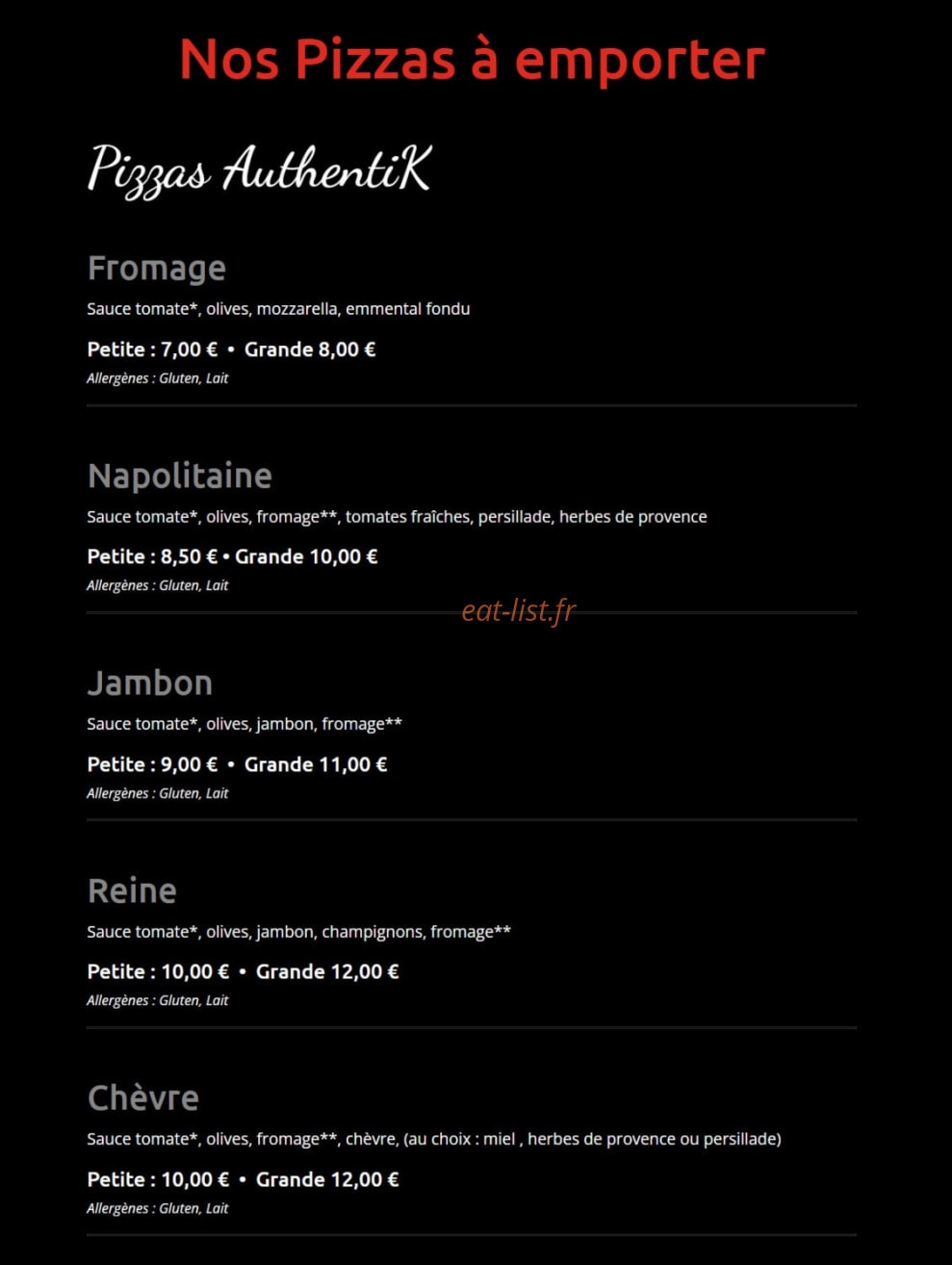 Kpizz — carte page 1