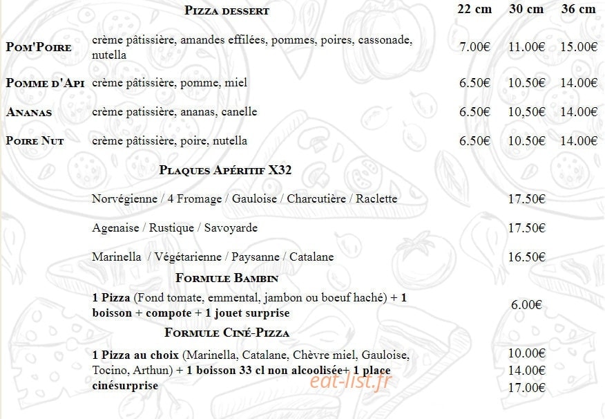 La Pât'a Pizza — carte page 4