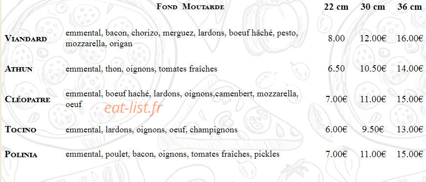 La Pât'a Pizza — carte page 3