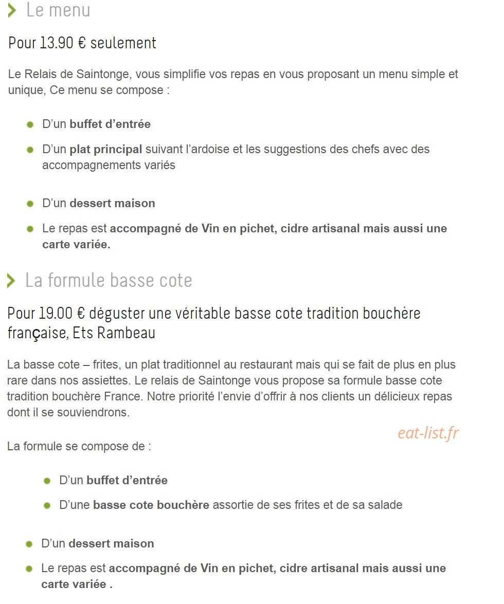 Relais de saintonge — carte page 1