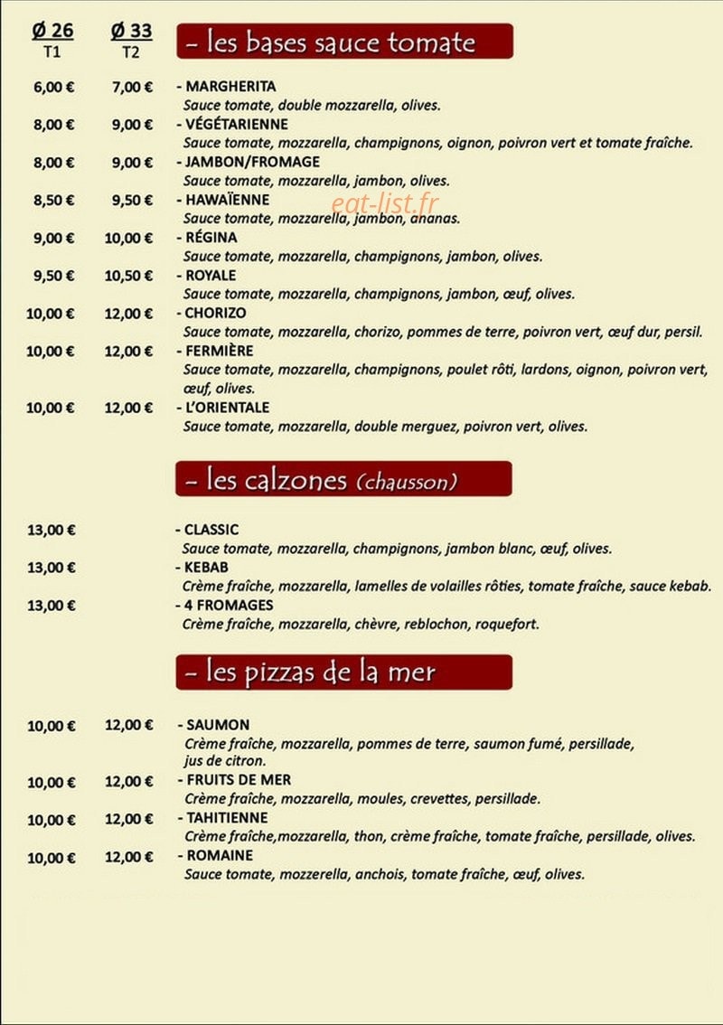 la pizzeria — carte page 2
