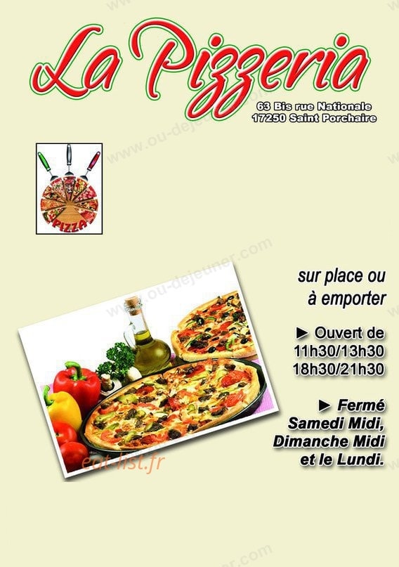 la pizzeria — carte page 1