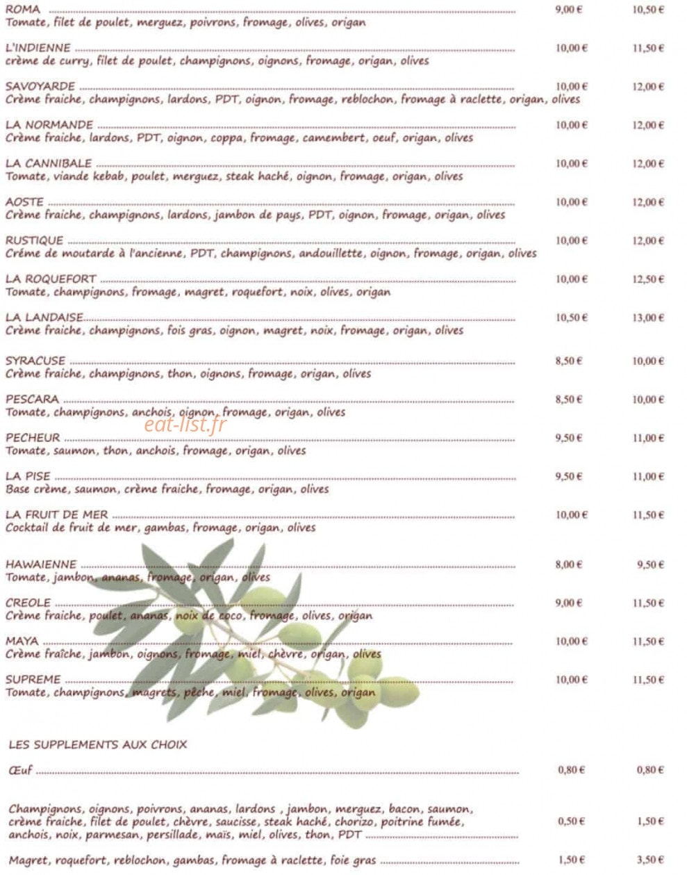 La Florentine — carte page 2