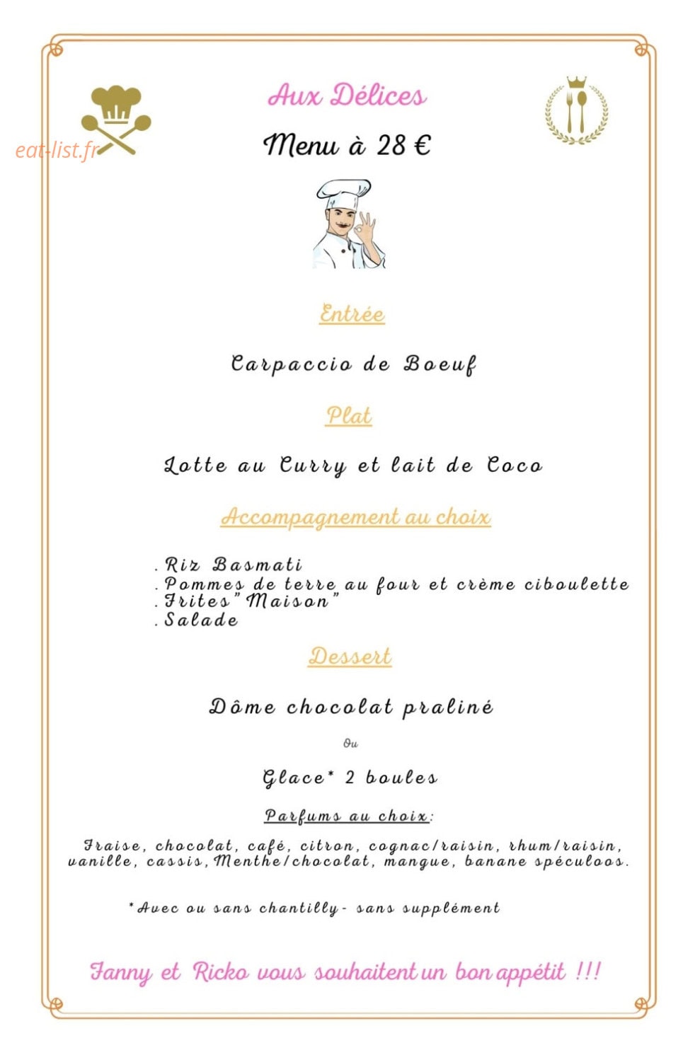 Aux Délices — carte page 1