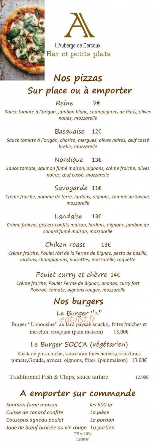 L'Auberge de Cercoux — carte page 7