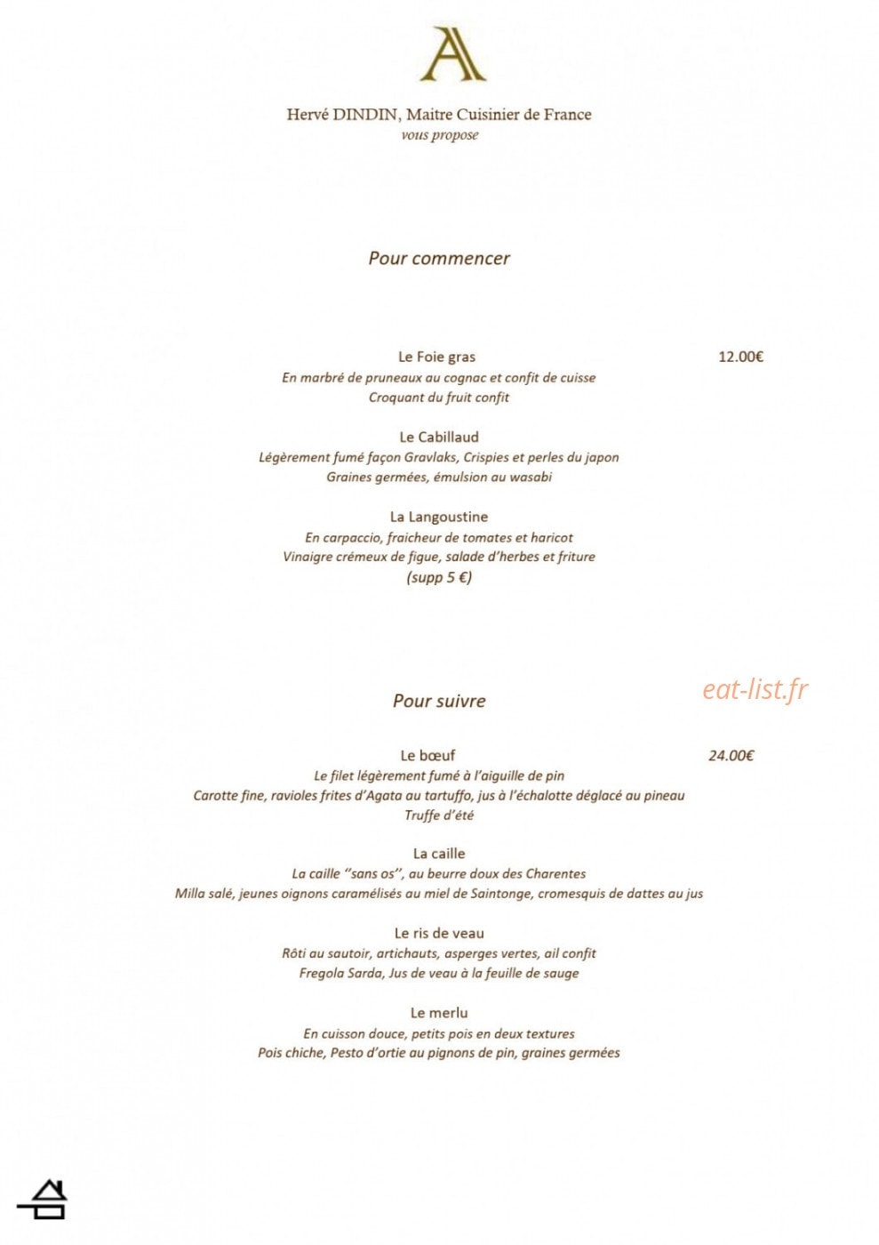 L'Auberge de Cercoux — carte page 5
