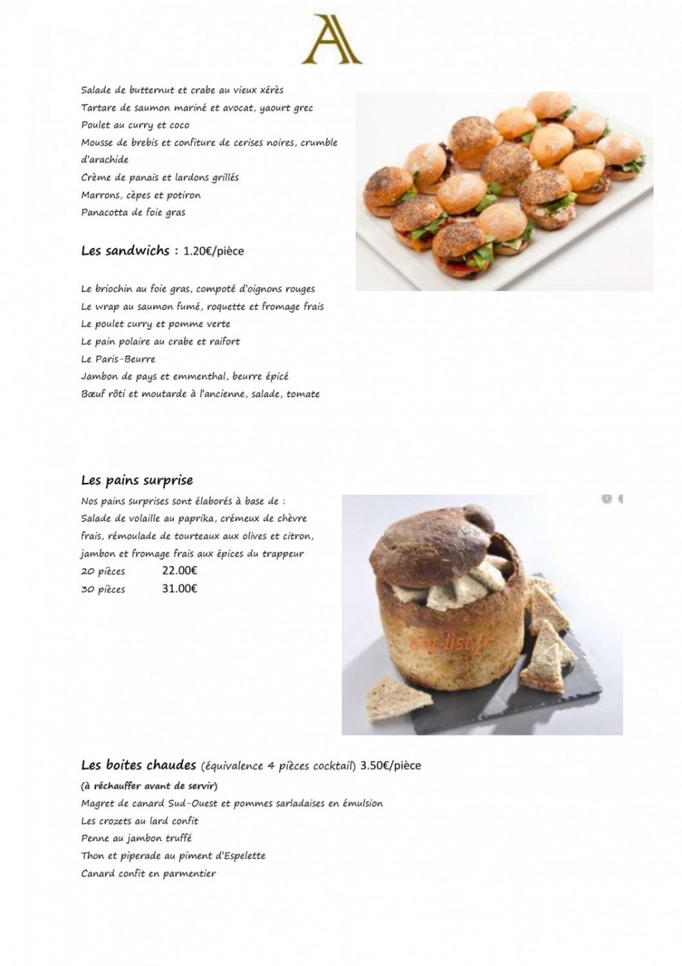 L'Auberge de Cercoux — carte page 3