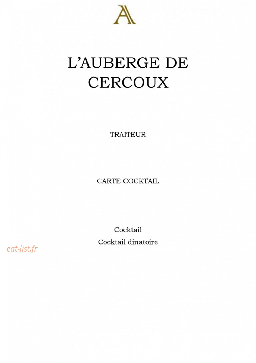 L'Auberge de Cercoux — carte page 1