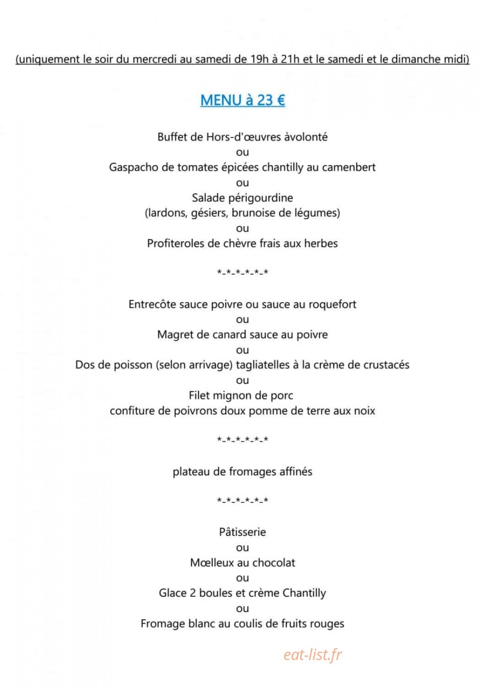 Auberge des lacs bleus — carte page 2