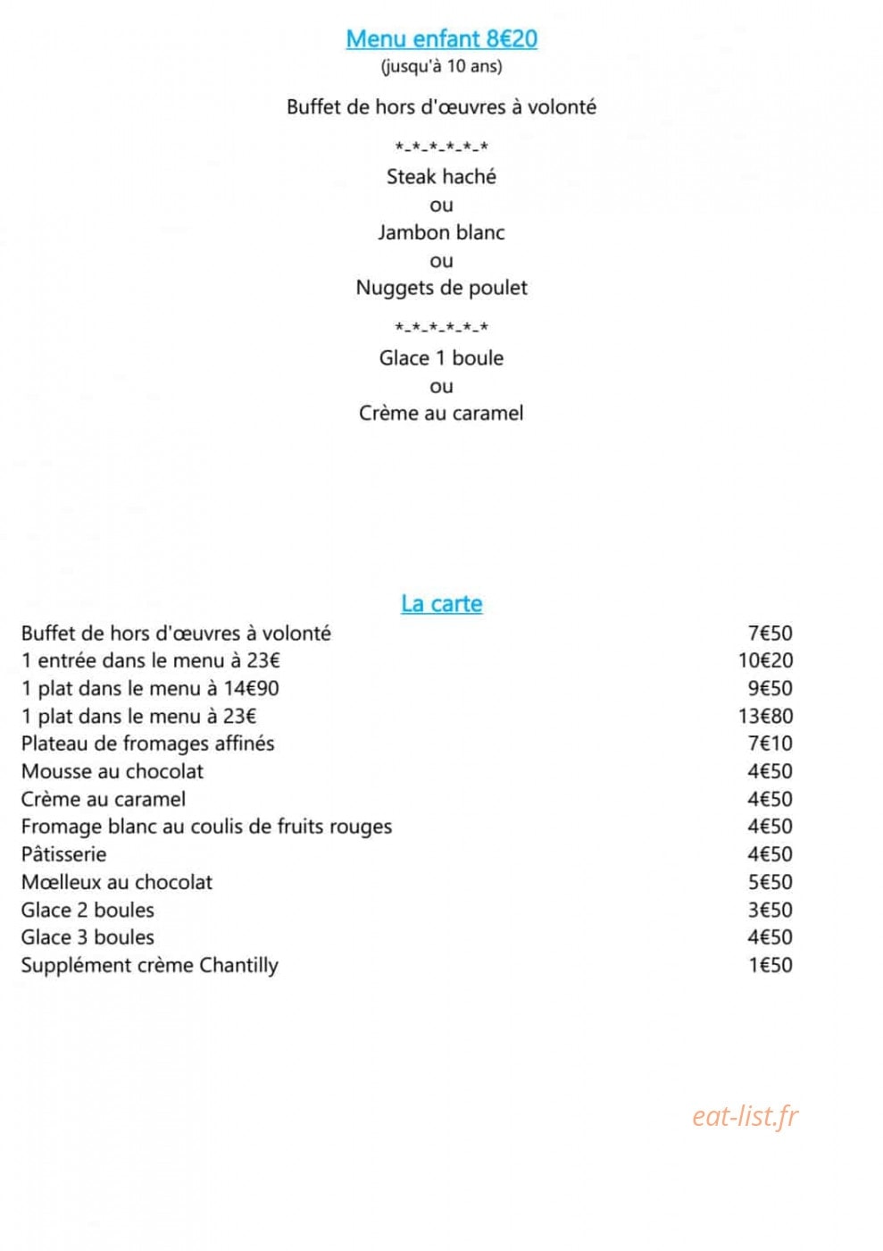 Auberge des lacs bleus — carte page 3