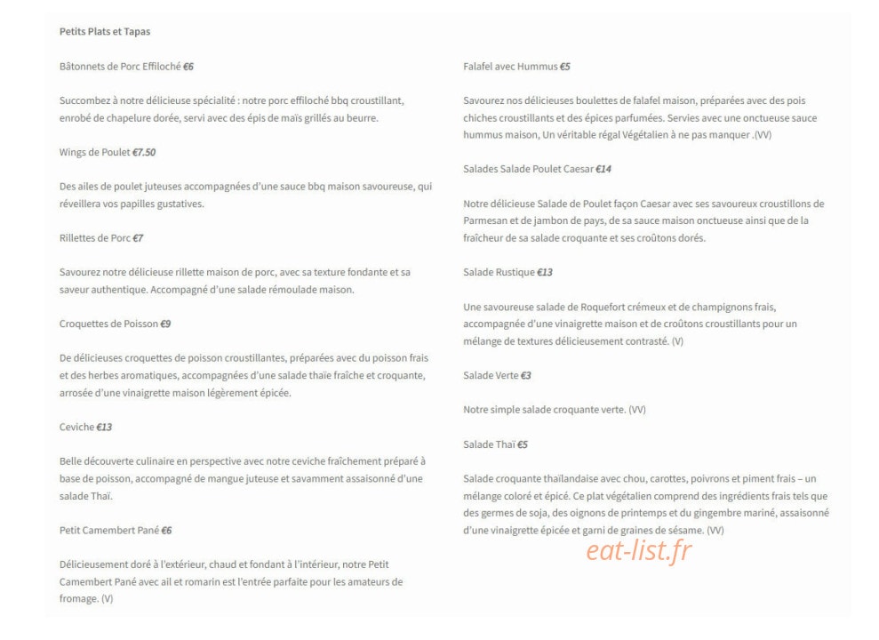 Le Cochon Truffier — carte page 1