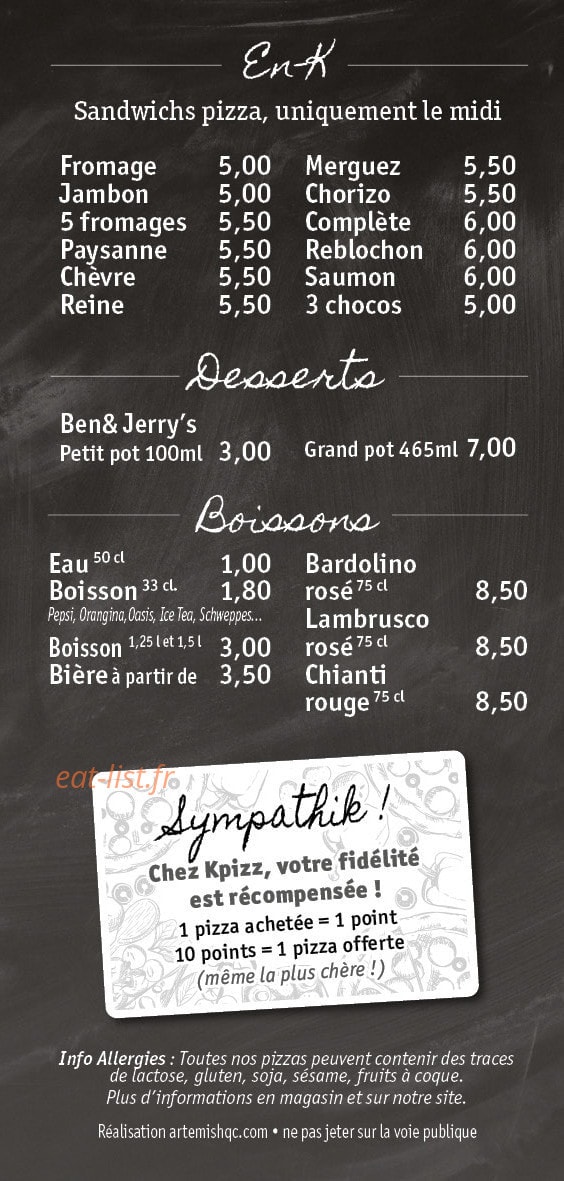 Kpizz — carte page 6