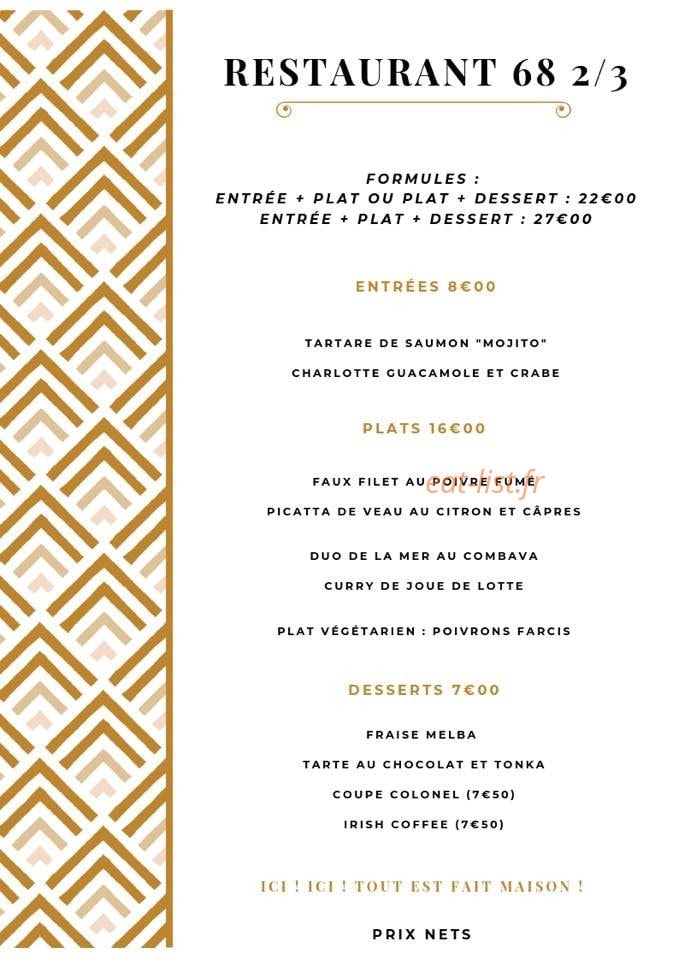 68 2/3 Restaurant — carte page 2