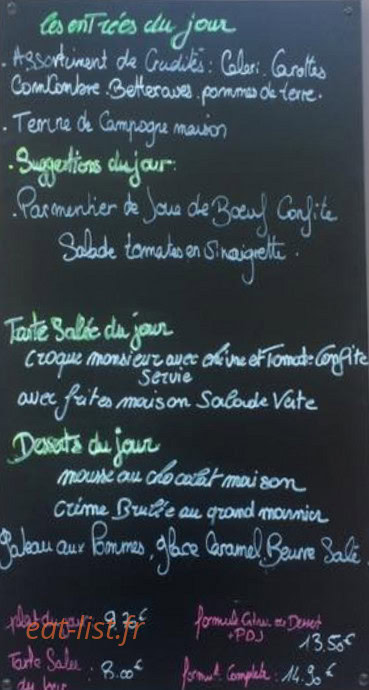 Bar Brasserie du Marché — carte page 1