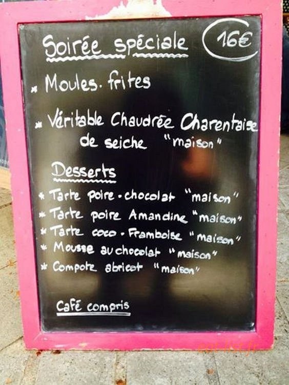 Brasserie des Halles — carte page 1