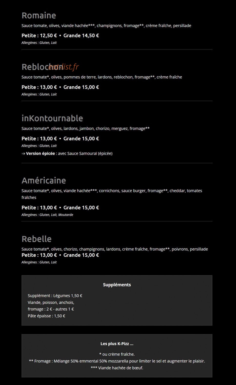 Kpizz — carte page 4