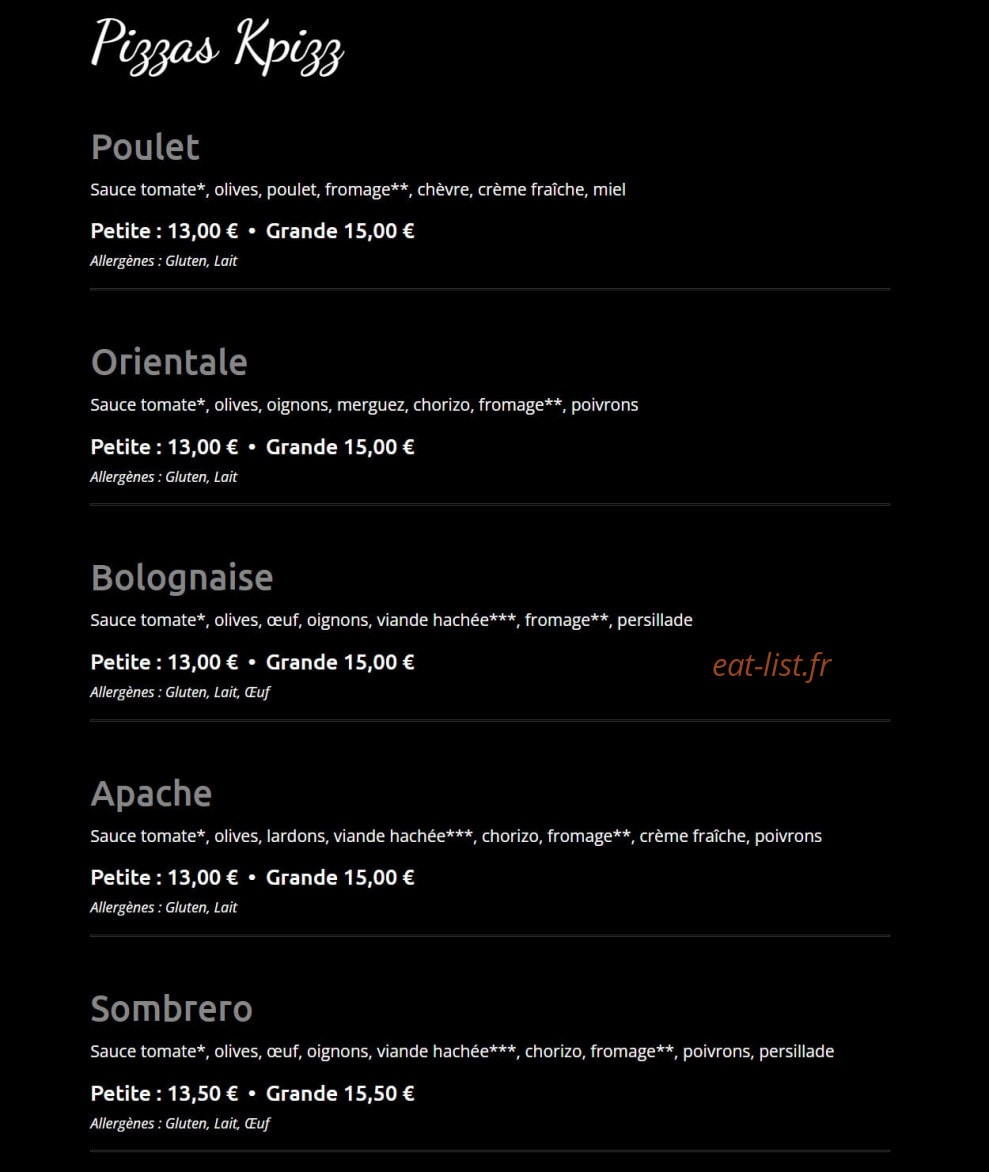 Kpizz — carte page 5