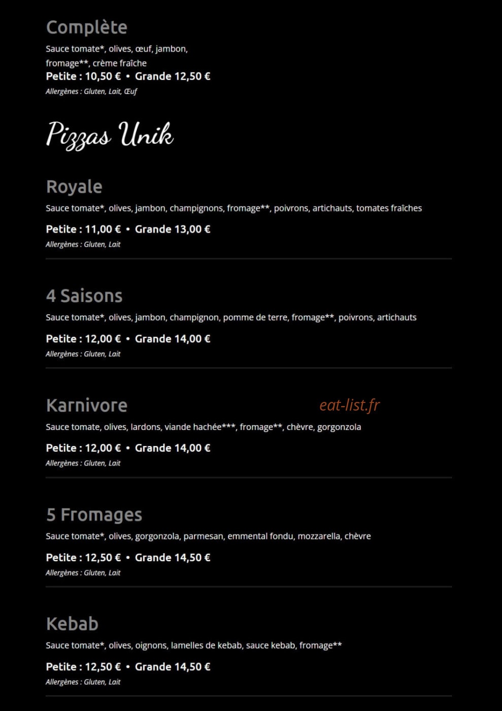 Kpizz — carte page 3