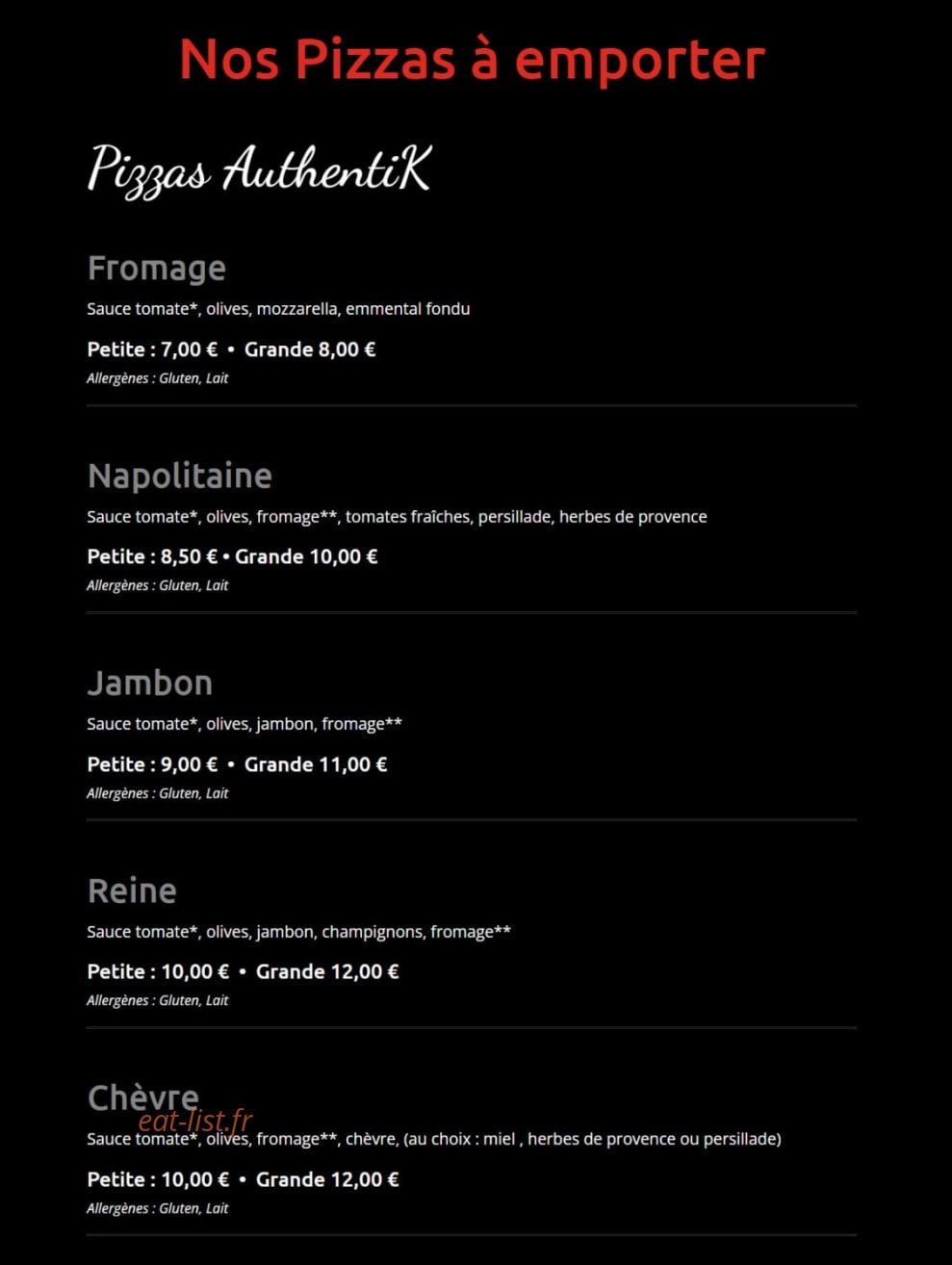 Kpizz — carte page 1