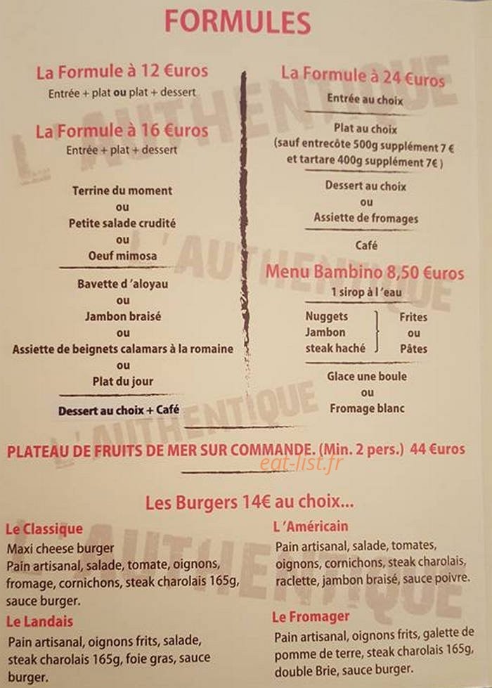 L'Authentique — carte page 3