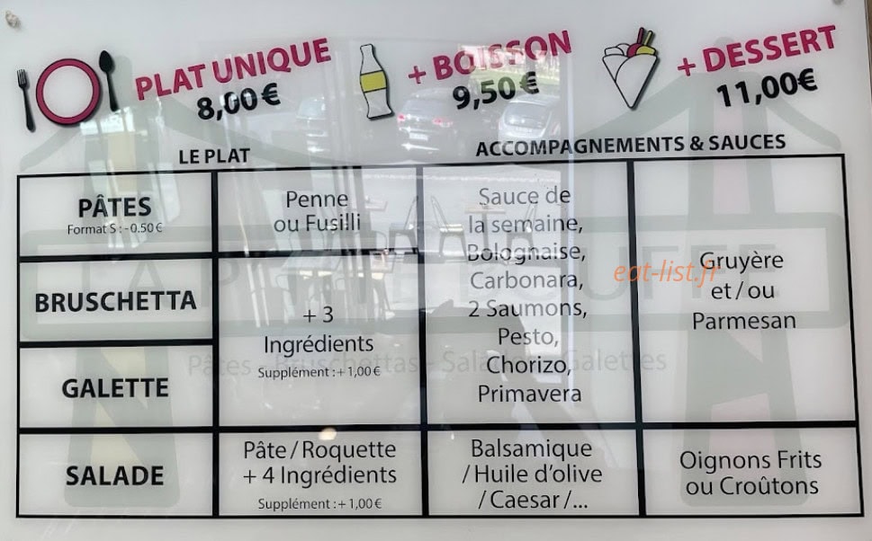 La P’tite Bouffe — carte page 1