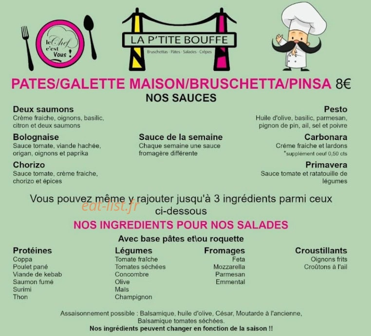 La P’tite Bouffe — carte page 2