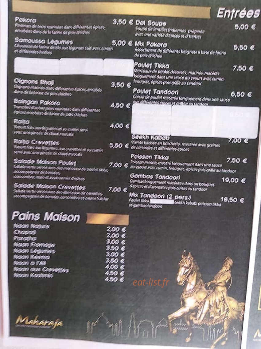 Le Maharaja — carte page 1
