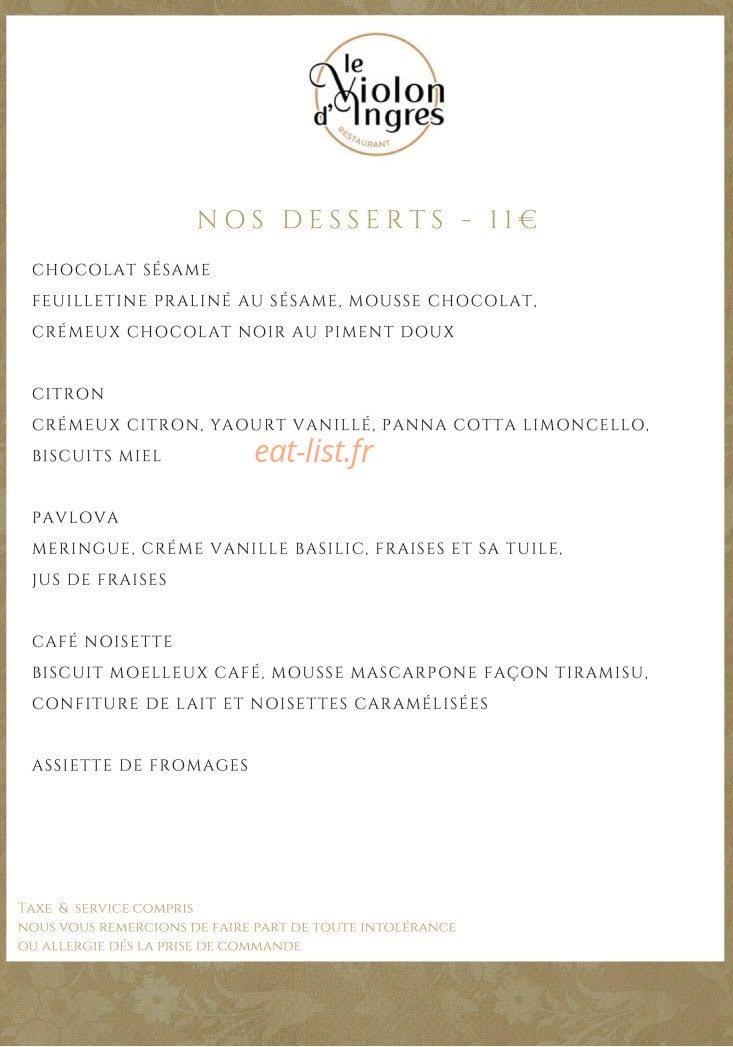 Le Violon D'Ingres — carte page 3