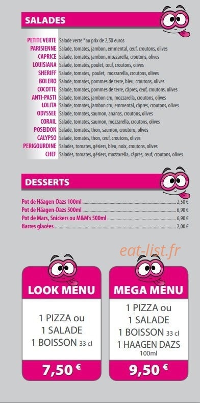 Look pizza — carte page 8