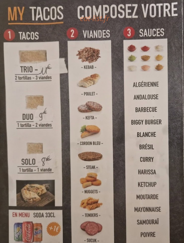 My Tacos My Kebab — carte page 3