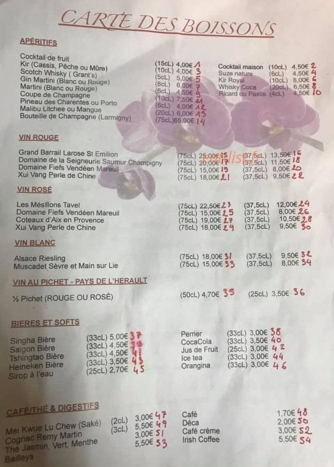 Restaurant Dai Lan — carte page 7