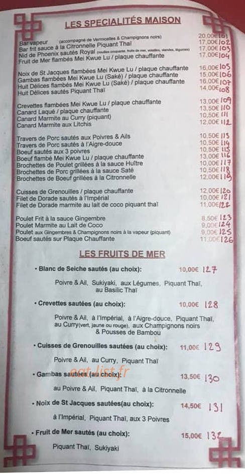 Restaurant Dai Lan — carte page 3