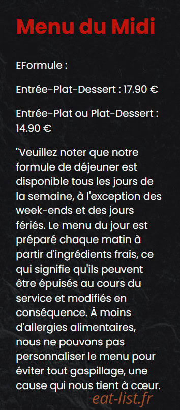 Restaurant L 'Art Doise — carte page 5