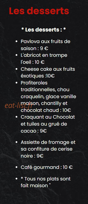 Restaurant L 'Art Doise — carte page 4