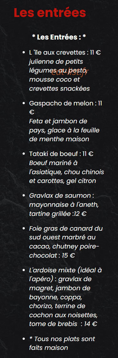 Restaurant L 'Art Doise — carte page 1