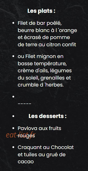 Restaurant L 'Art Doise — carte page 7