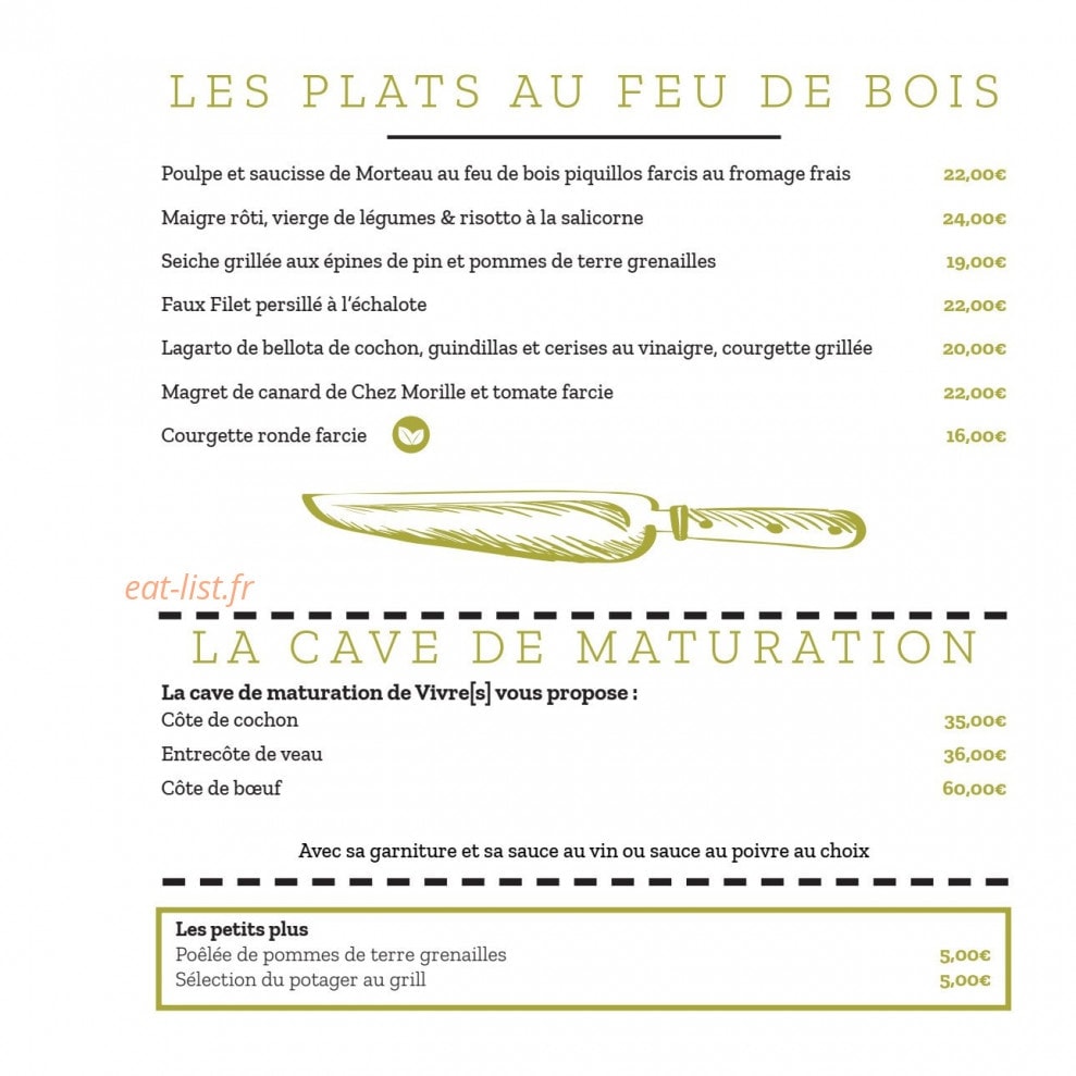Restaurant Vivre(s) — carte page 2