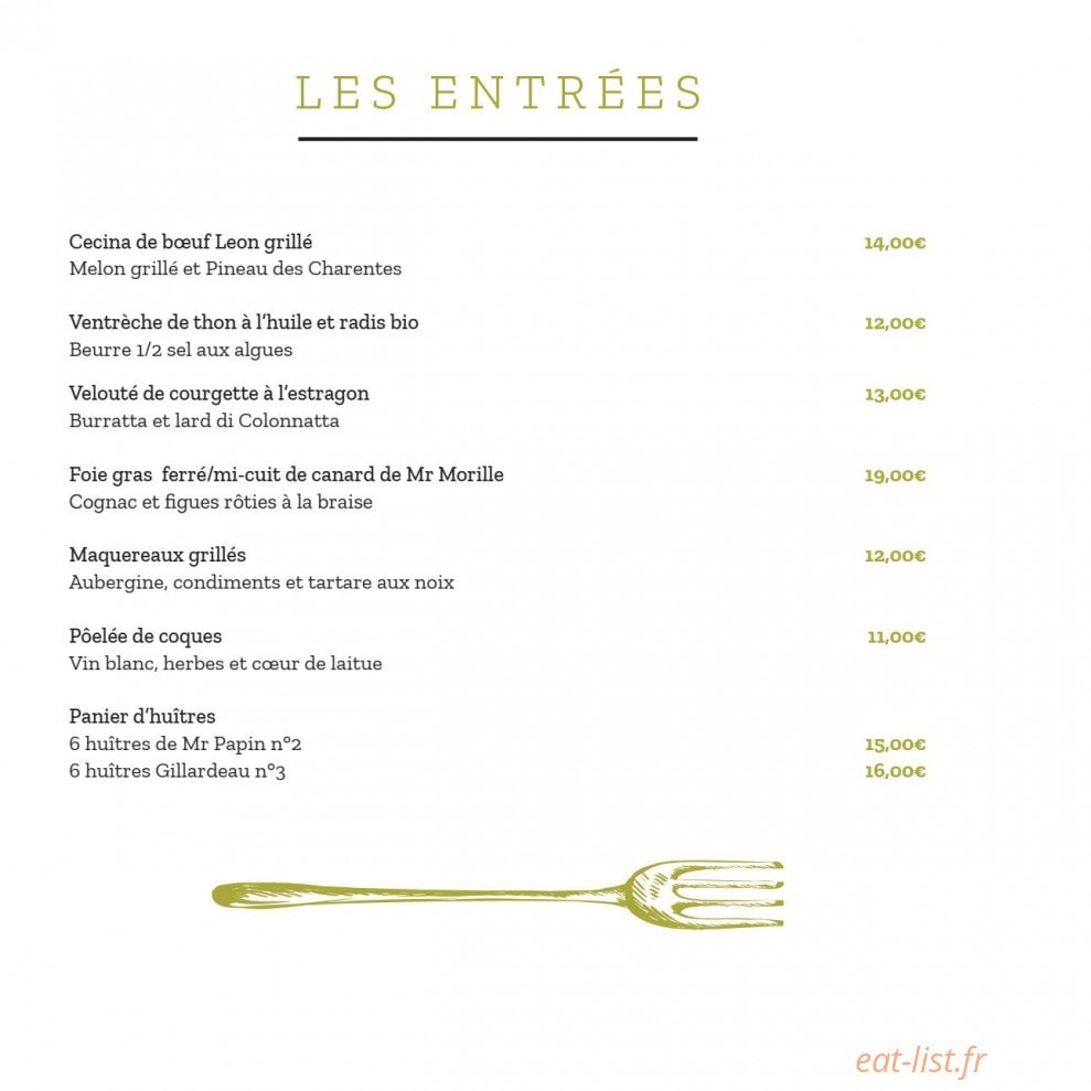 Restaurant Vivre(s) — carte page 1