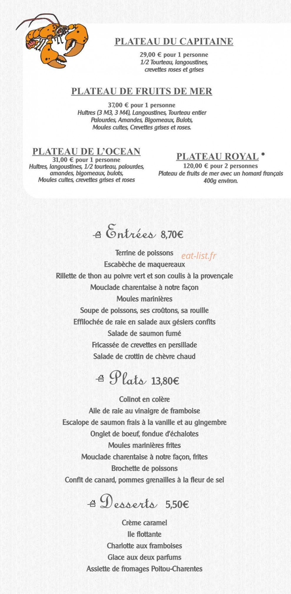 L'Ecailler — carte page 2