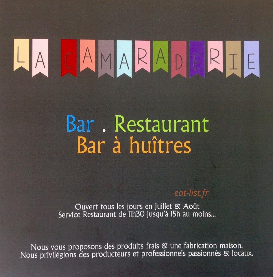 Carte et menu La camaraderie Saint Pierre d'Oleron
