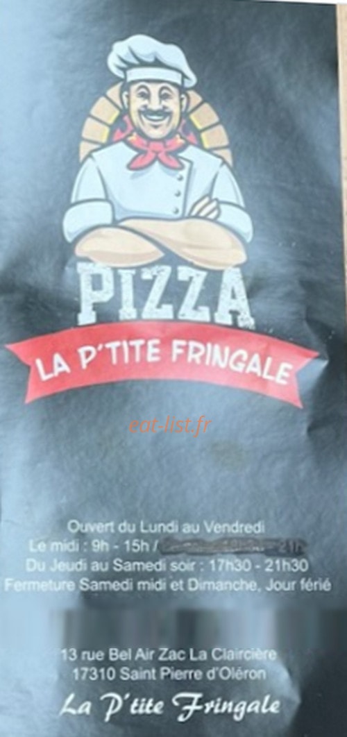 La p'tite fringale — carte page 1