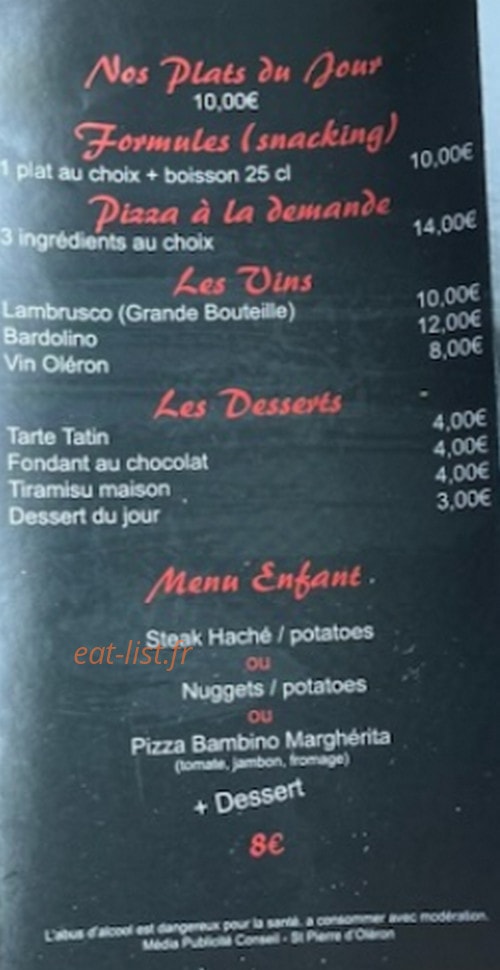 La p'tite fringale — carte page 3