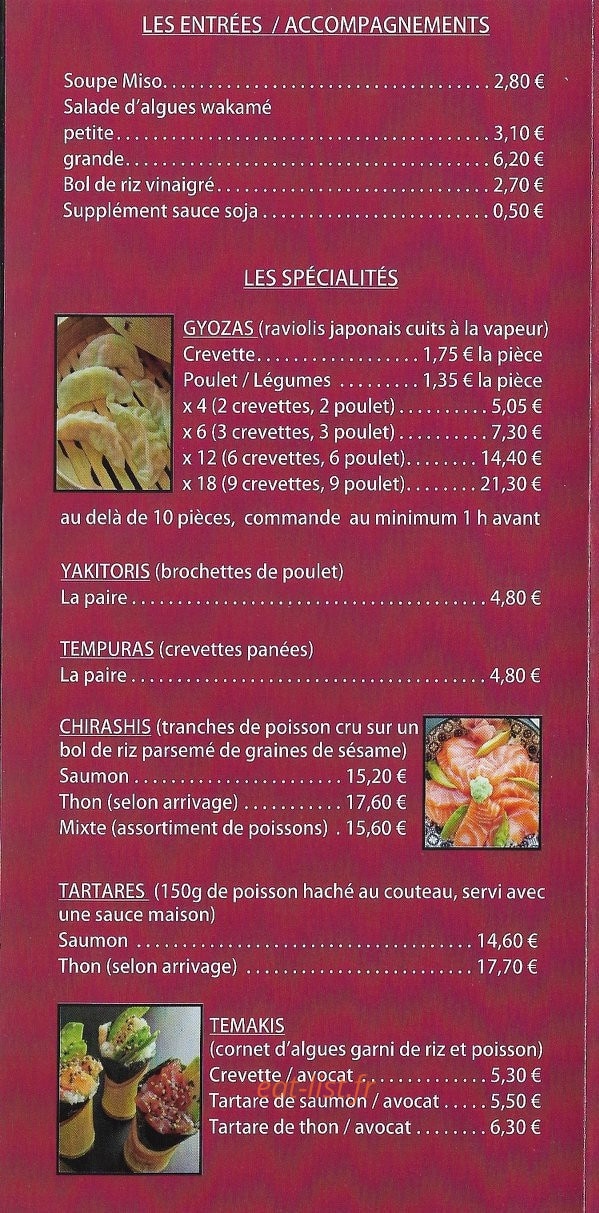 Le Comptoir du Sushi — carte page 3