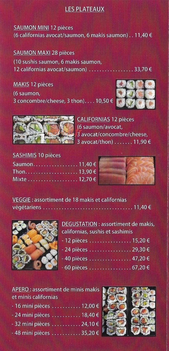 Le Comptoir du Sushi — carte page 4