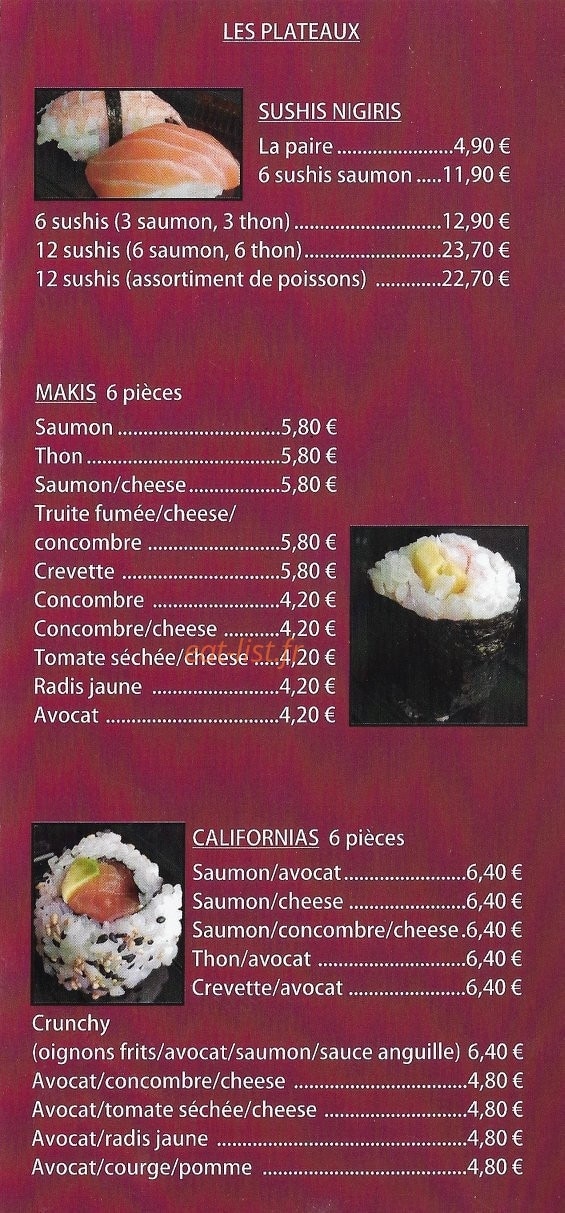 Le Comptoir du Sushi — carte page 5